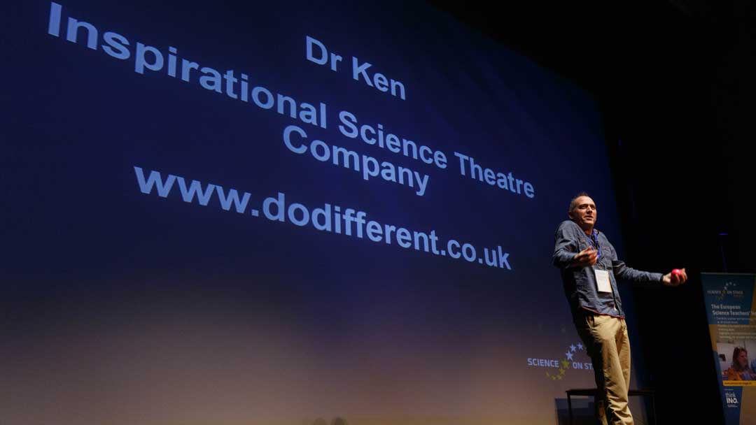 A presentation for the Science on Stage teachers festival about the use of performing skills to reinforce aspects of the science curriculum.